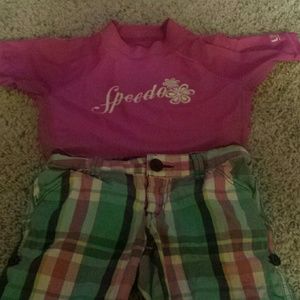 3 piece set..shorts, suntop and black swim trunks